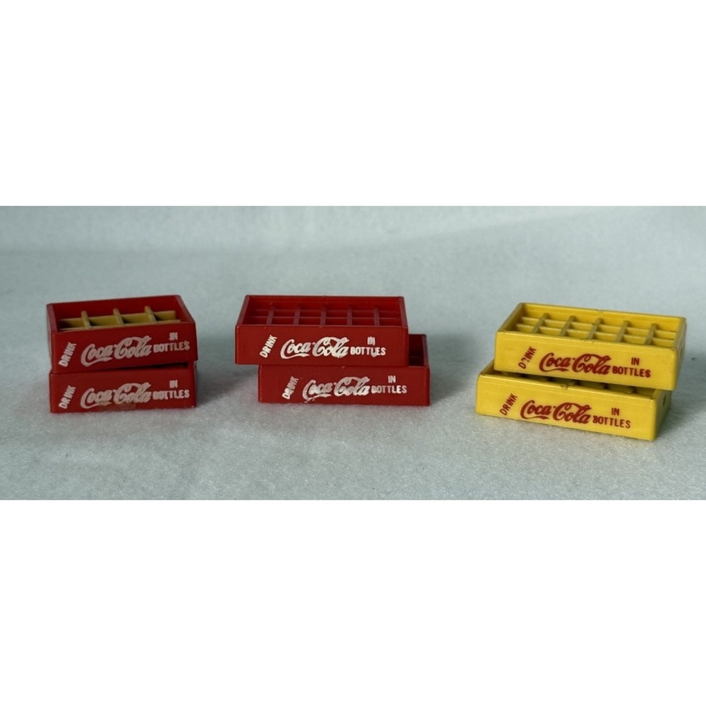 Lot of 6 Mini Coca Cola Crates Red Yellow Plastic Bottle Case Vintage trinkets - Picture 1 of 3